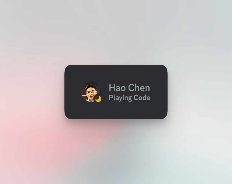 陈皓 Discord 状态显示着 Playing Code